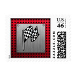 Checkered Flag; brushed aluminum look Postage Stamp