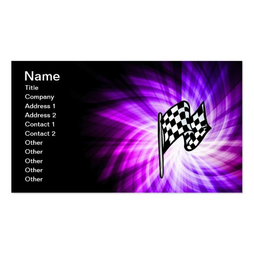 Checkered Flag; purple Business Card