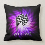 Checkered Flag; purple Throw Pillows
