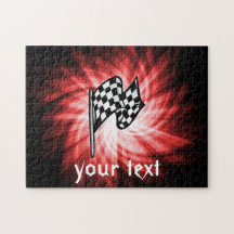Checkered Flag; red Jigsaw Puzzle