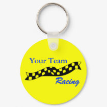 Checkered Flag Swoop Race Team Keychain by TeamLooks Checkered Flag Swoop Race Team Keychain