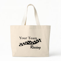 Checkered Flag Swoop Race Team Tote Bag