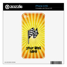 Checkered Flag; yellow Decal For iPhone 4S