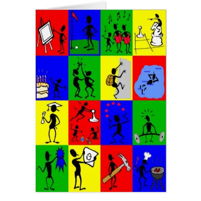 Checkered Fun And Games Greeting Cards by wsellars