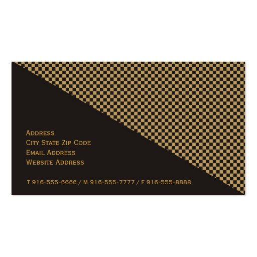 Checkered Gold Business Cards (back side)
