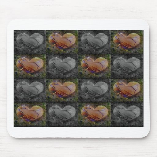 Checkered Heart Image in Peach and Grey Mousepad