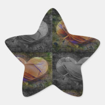 Checkered Heart Image in Peach and Grey Star Sticker