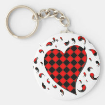 Checkered Heart Key Chains