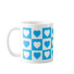 Checkered Hearts - Cyan Blue Mug