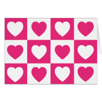 Checkered Hearts - Hot Pink Card