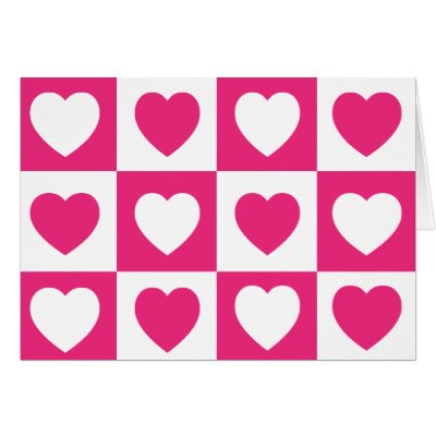 Checkered Hearts - Hot Pink Card by imaginarystory