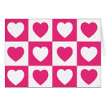 Checkered Hearts - Hot Pink Card