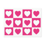 Checkered Hearts - Hot Pink Post Card