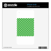 Checkered Large - Green 1-Offwhitegreen and Green Decal For iPhone 4