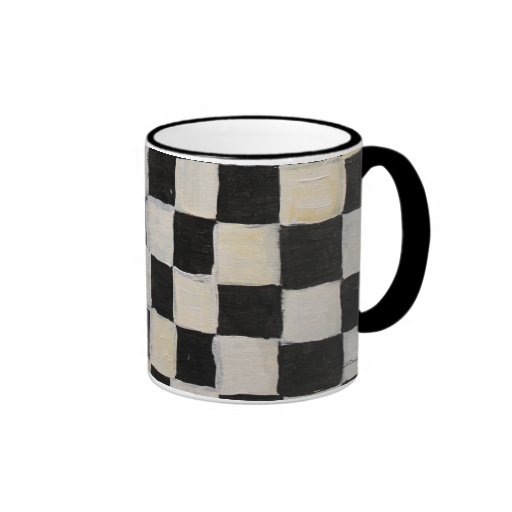 Checkered Mug  Black and White