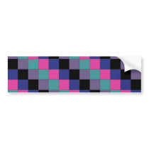 Checkered Pattern w/ Green Purple Black Blue Pink Bumper Stickers