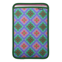 Checkered Pink and Terquoise Fractal Pattern MacBook Air Sleeves
