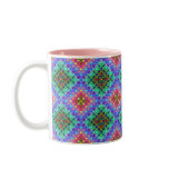 Checkered Pink and Terquoise Fractal Pattern Coffee Mug