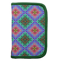 Checkered Pink and Terquoise Fractal Pattern Folio Planners