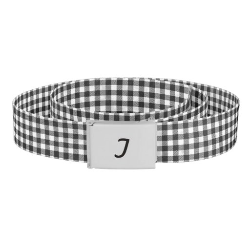 Checkered Plaid Black And White Belt | Zazzle