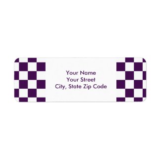 Checkered Purple and White return address label