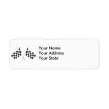 checkered racing flags graphic custom return address label