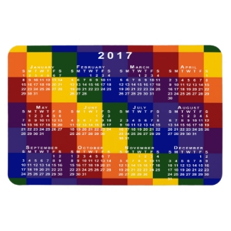 Checkered Rainbow 2017 Calendar Magnet