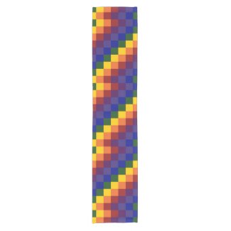 Checkered Rainbow Table Runner Short Table Runner