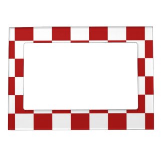 Checkered Red and White Magnetic Picture Frames