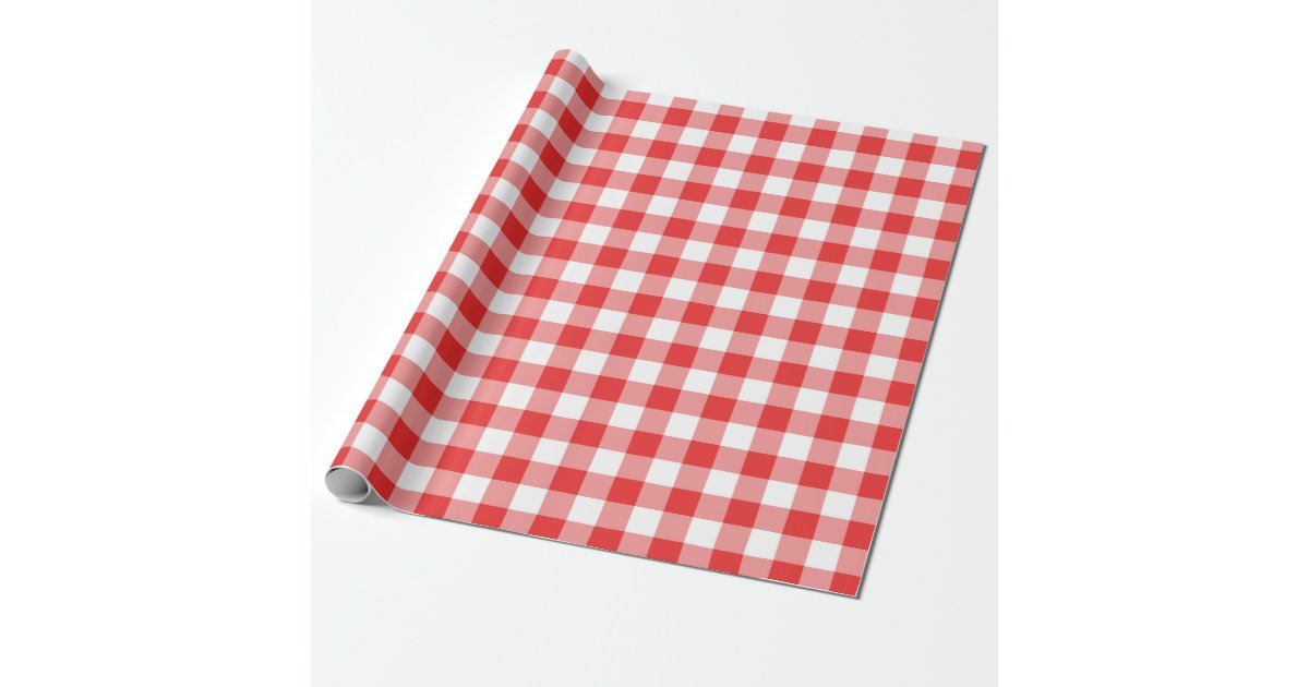 Checkered red and white wrapping paper | Zazzle