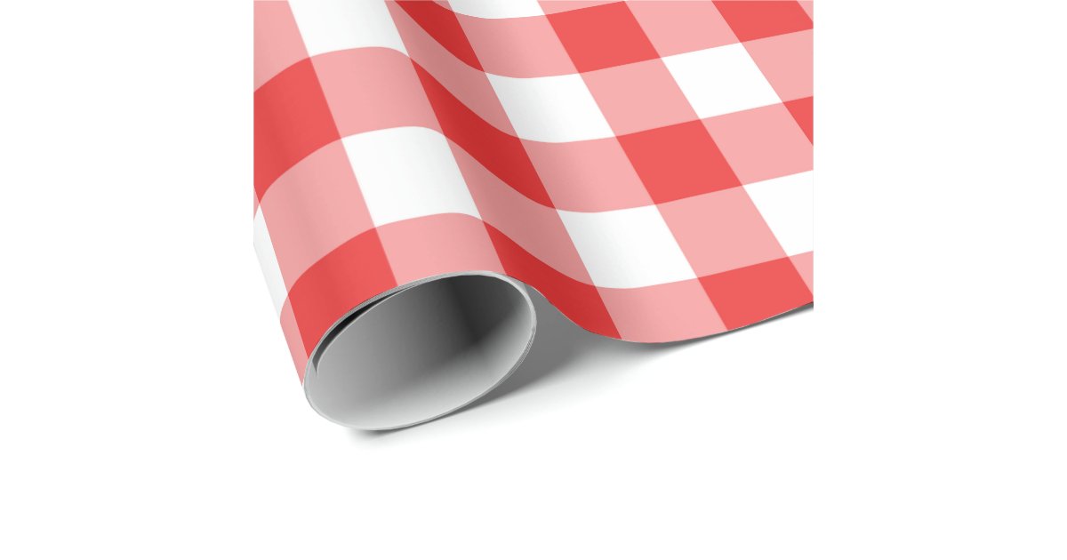 Checkered red and white wrapping paper Zazzle