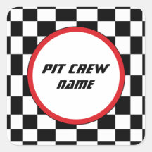 Checkered Square Party Guest Name Stickers