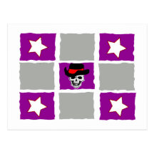 Checkered Stars & Skull Postcard