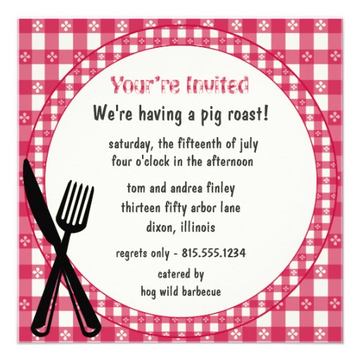 Checkered Tablecloth Party Invitation (front side)