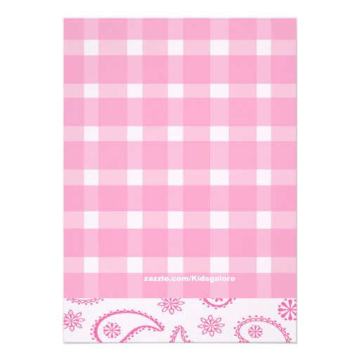 Checkered, Western Cowgirl Baby Shower Invitation