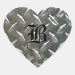 Checkerplate Silver with Monogram Initial Sticker