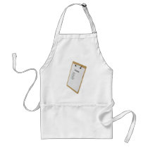 Checklist on a clipboard apron