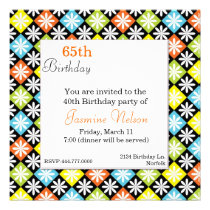 Checks and Flowers Birthday Invitation invitations