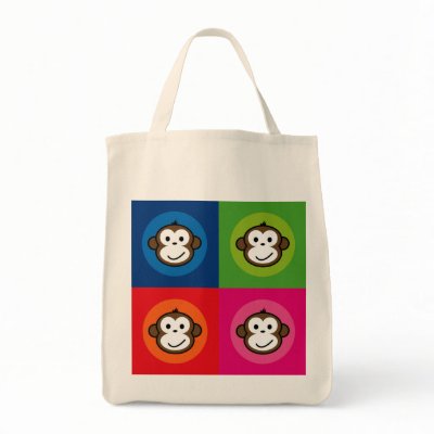 Cheeky Monkey Canvas Bags by funkyartlittlepeople