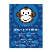 Cheeky Monkey Invitation [blue] postcards