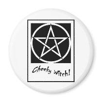 Cheeky Witch Pentagram Collection (Black & White) magnets