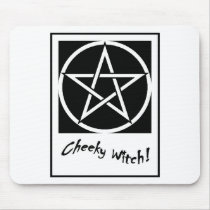 Cheeky Witch Pentagram Collection (Black & White) mousepads