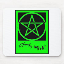 Cheeky Witch Pentagram Collection (Green) mousepads