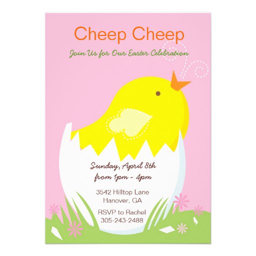 Cheep Cheep Yellow Chick Easter Party Invitation (front side)