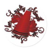 Cheer Black and Red Qualities Round Sticker