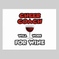Cheer Coach ... Will Work For Wine Postcards