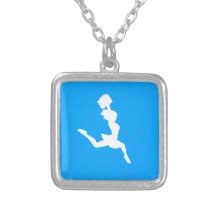 Cheer Silhouette Necklace Blue