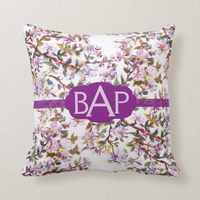 Cheerful Apple Blossom Blooms Acrylic Painting Throw Pillows