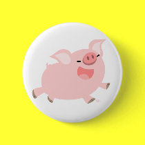 Cheerful Cartoon Pig buttonne badge
