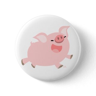 Cheerful Cartoon Pig button badge button